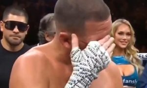 Подробнее о статье Видео полного боя Джейк Пол — Нейт Диас с нокдауном и поражением легенды UFC