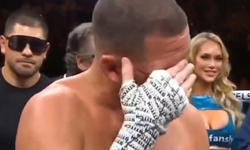Вы сейчас просматриваете Видео полного боя Джейк Пол — Нейт Диас с нокдауном и поражением легенды UFC